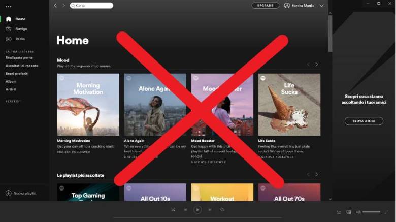 Come cancellare completamente l'account Spotify