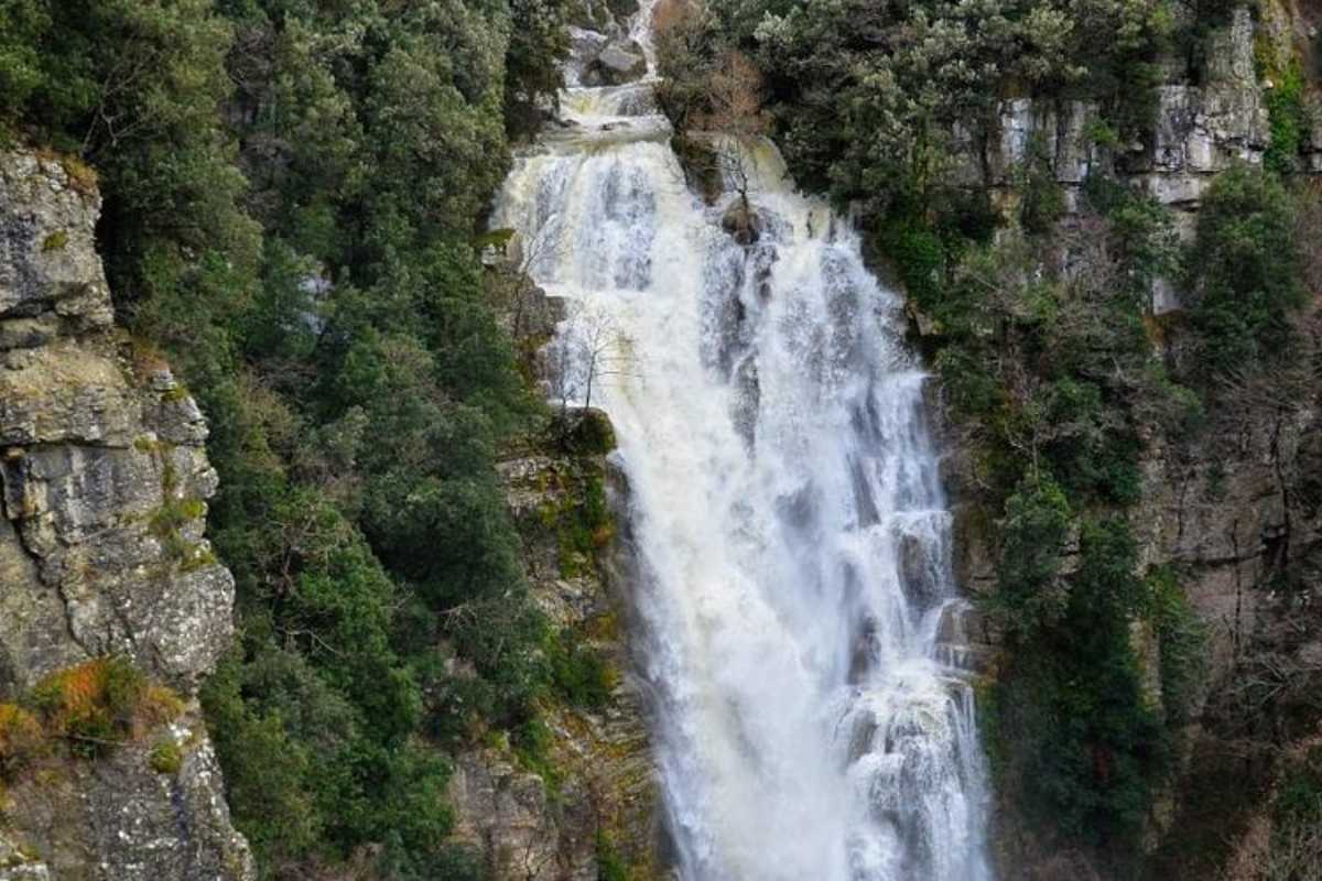 Cascate mozzafiato in Trentino, circondate da una natura rigogliosa e paesaggi incantevoli.